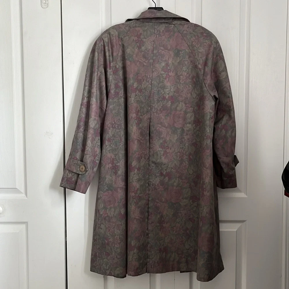 London Fog Floral Rain Trench Coat 22 - Picture 4 of 6